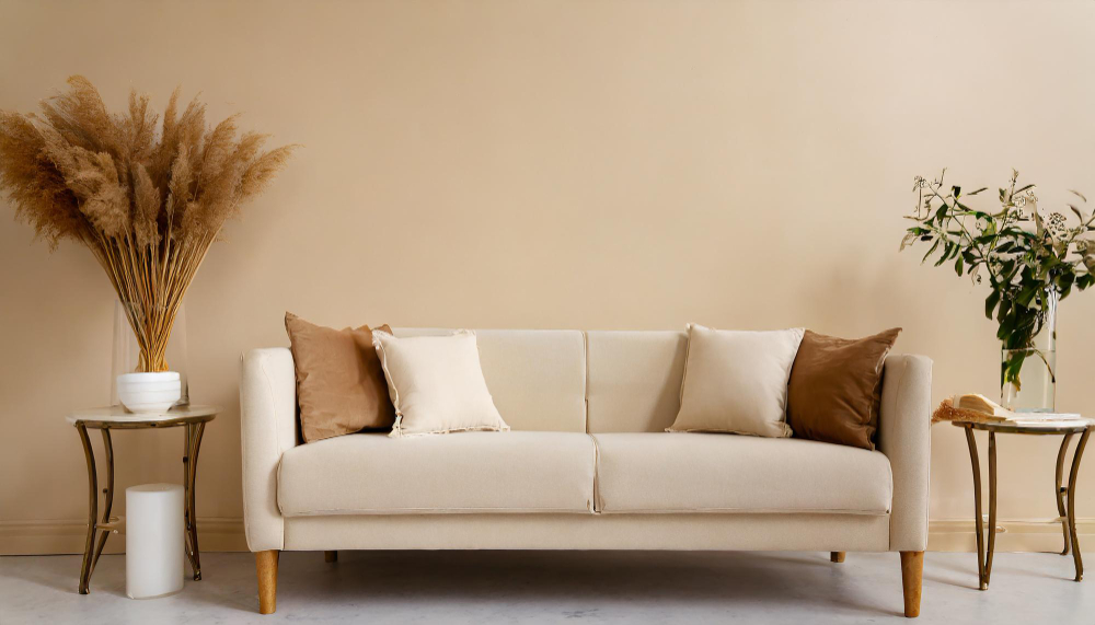 le salon avec du beige pour un intérieur lumineux